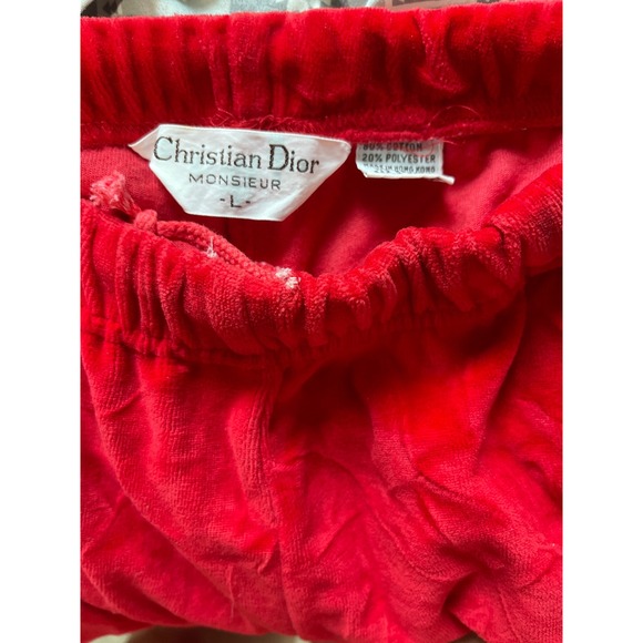 Christian Dior Monsieur Vintage Red Velour Track Pants Navy Stripe Mens Large - Picture 6 of 7